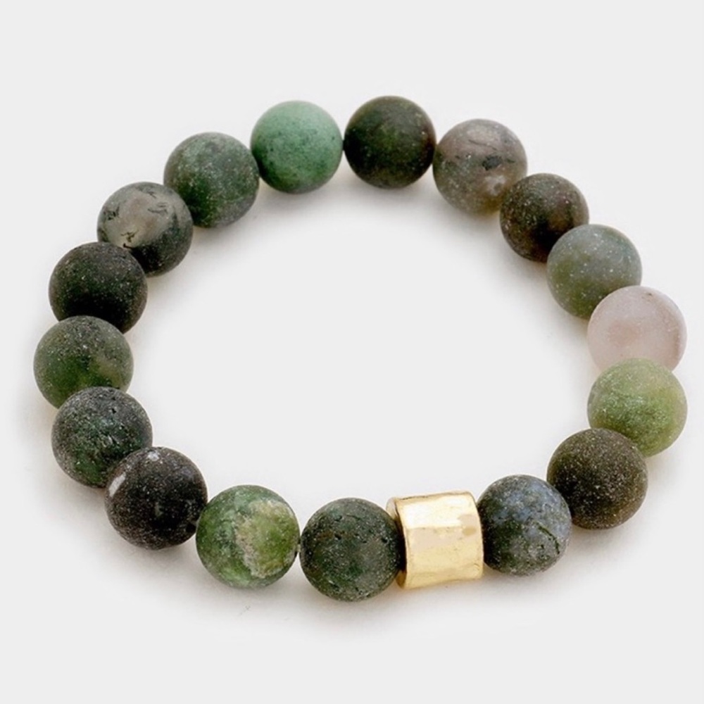 Semi precious stone beaded stretch bracelet